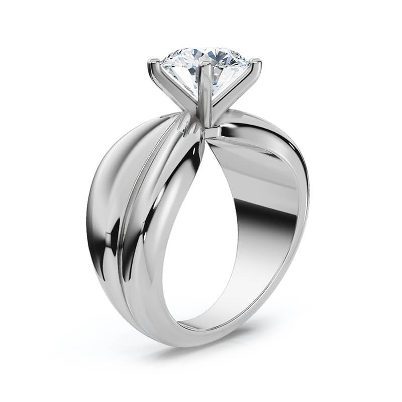 Solitaire Round Moissanite Pinched Bow Shaped Engagement Ring