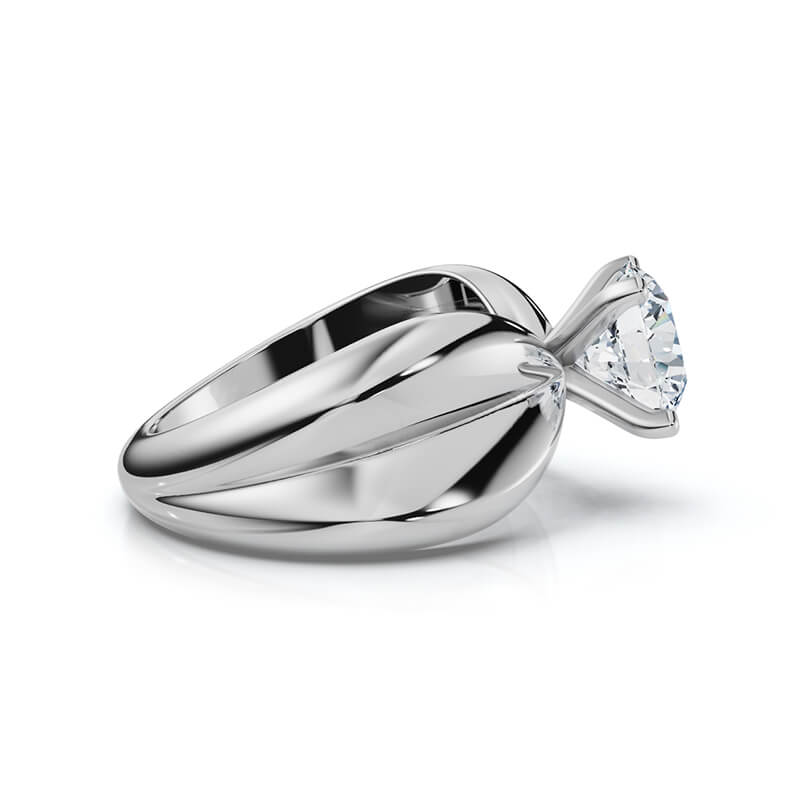 Solitaire Round Moissanite Pinched Bow Shaped Engagement Ring