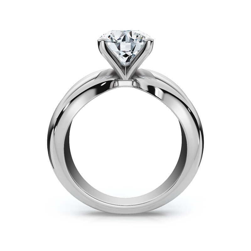Solitaire Round Moissanite Pinched Bow Shaped Engagement Ring