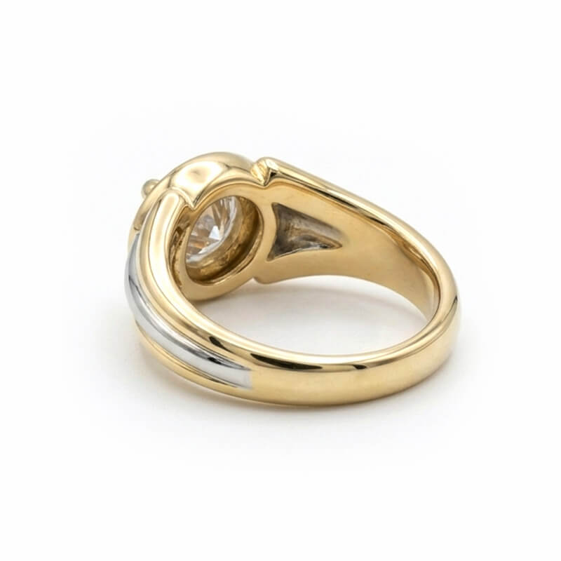 Solitaire Round Moissanite Streamlined Two-Tone Engagement Ring