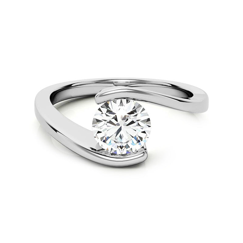 Solitaire Tension Set Moissanite Bypass Gold Engagement Ring