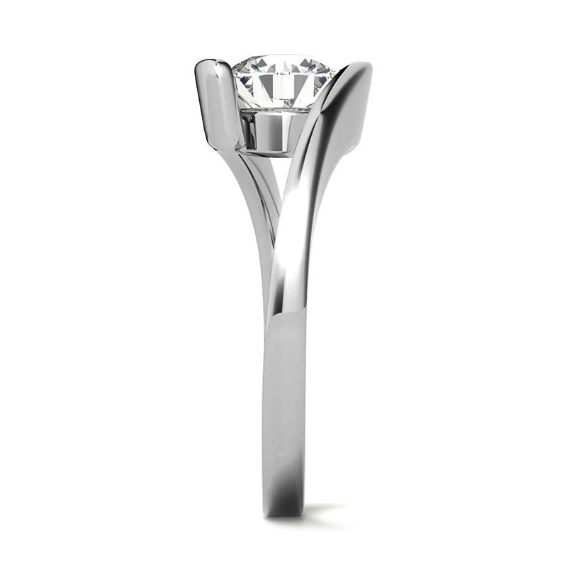 Solitaire Tension Set Moissanite Bypass Gold Engagement Ring