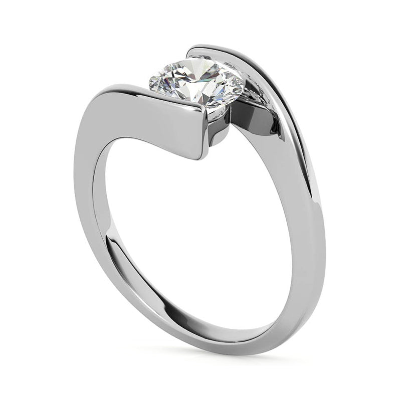 Solitaire Tension Set Moissanite Bypass Gold Engagement Ring