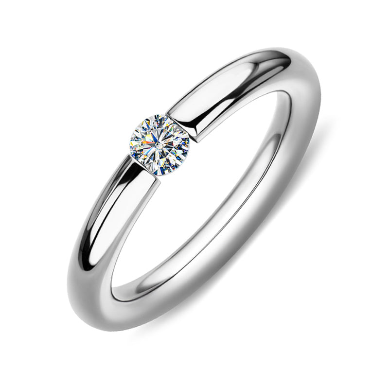 Solitaire Tension Set Moissanite High Polished Engagement Ring