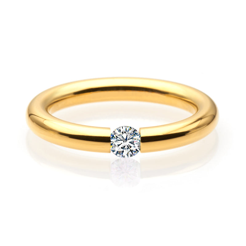 Solitaire Tension Set Moissanite High Polished Engagement Ring