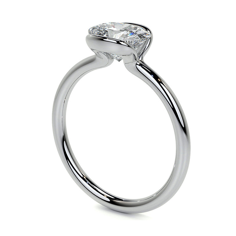 Solitaire Vertical Half Bezel Round Moissanite Engagement Ring