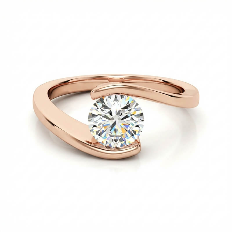 Solitaire Tension Set Moissanite Bypass Gold Engagement Ring
