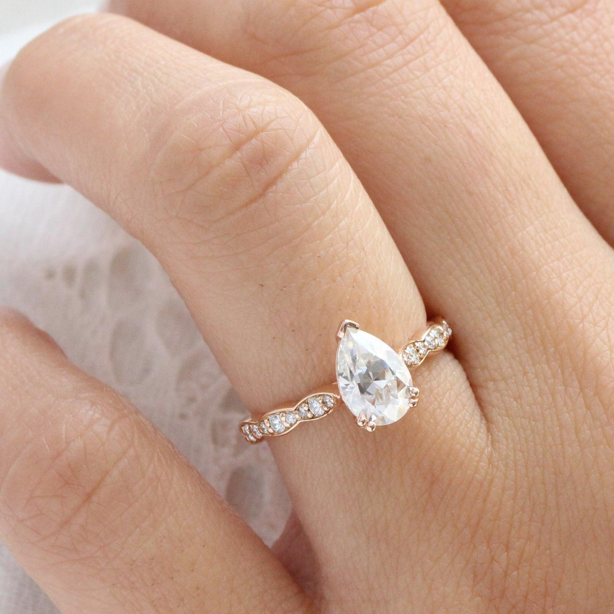 Grace’s Scallop | 1.5CT Pear Lab Diamond Solitaire Engagement Ring