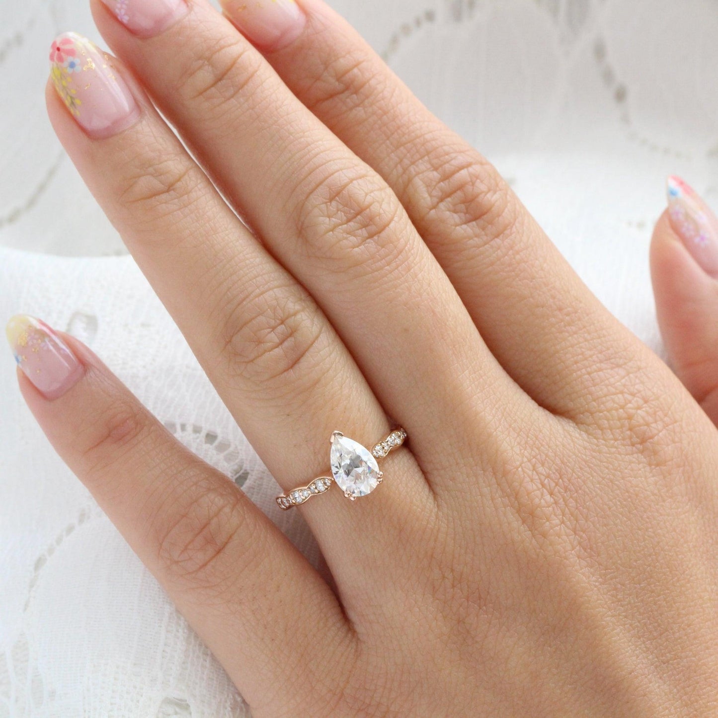 Grace’s Scallop | 1.5CT Pear Lab Diamond Solitaire Engagement Ring