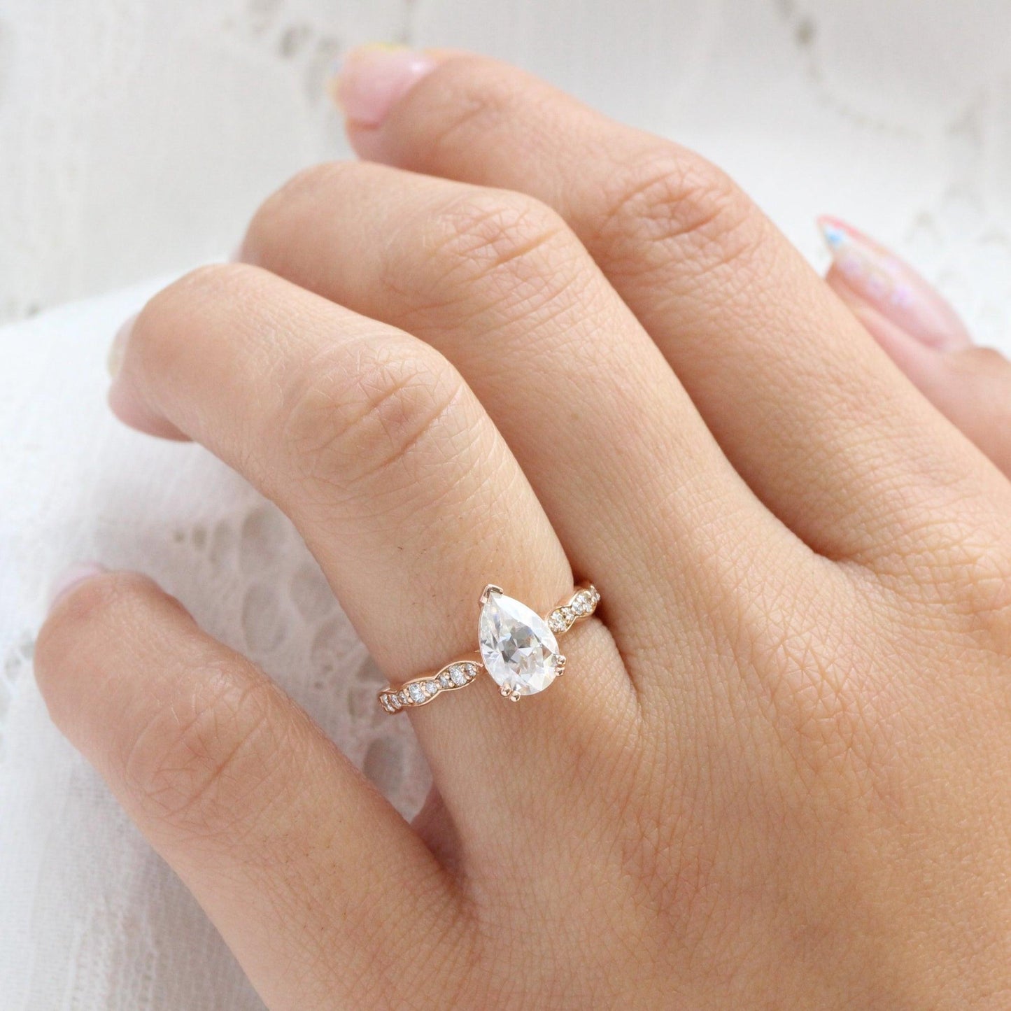 Grace’s Scallop | 1.5CT Pear Lab Diamond Solitaire Engagement Ring