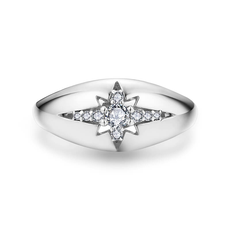 Starlight Moissanite Wide Shank Engagement Ring