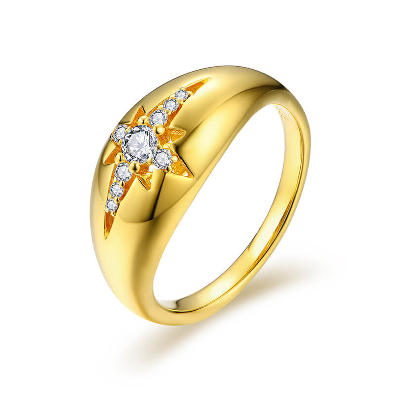 Starlight Moissanite Wide Shank Engagement Ring