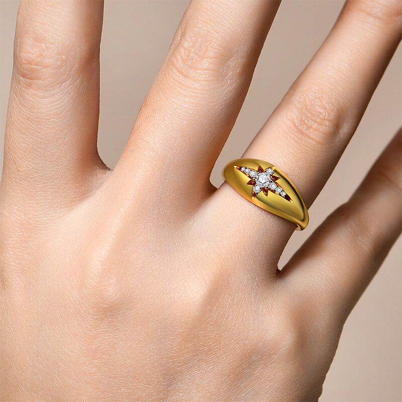 Starlight Moissanite Wide Shank Engagement Ring