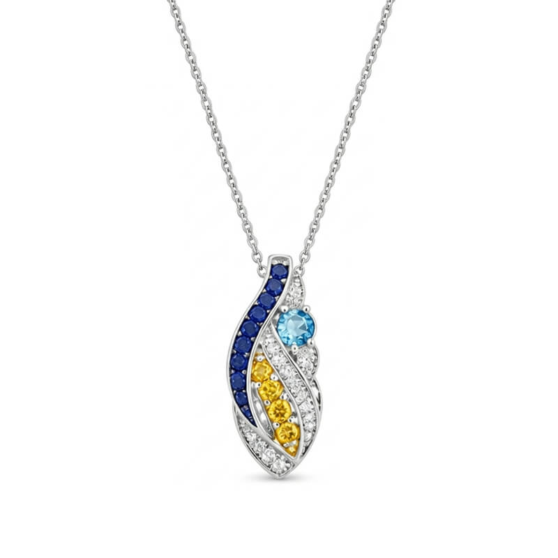 Starry Night Inspired Moissanite Artistic Swirl Drop Necklace In Sterling Silver