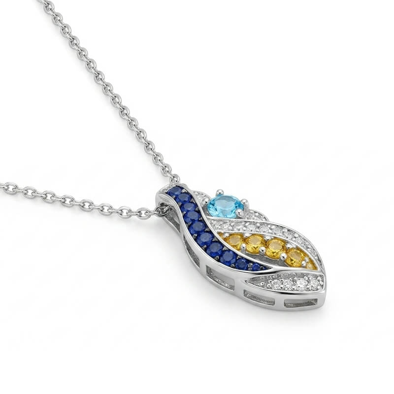 Starry Night Inspired Moissanite Artistic Swirl Drop Necklace In Sterling Silver