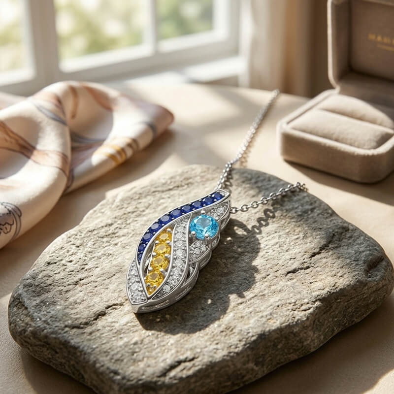Starry Night Inspired Moissanite Artistic Swirl Drop Necklace In Sterling Silver