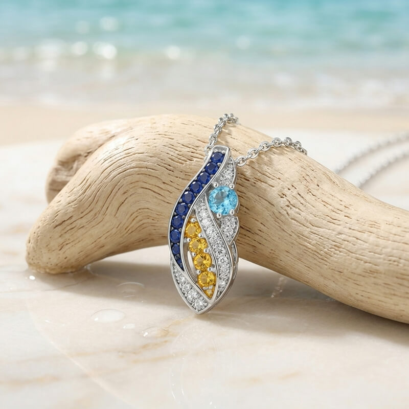 Starry Night Inspired Moissanite Artistic Swirl Drop Necklace In Sterling Silver