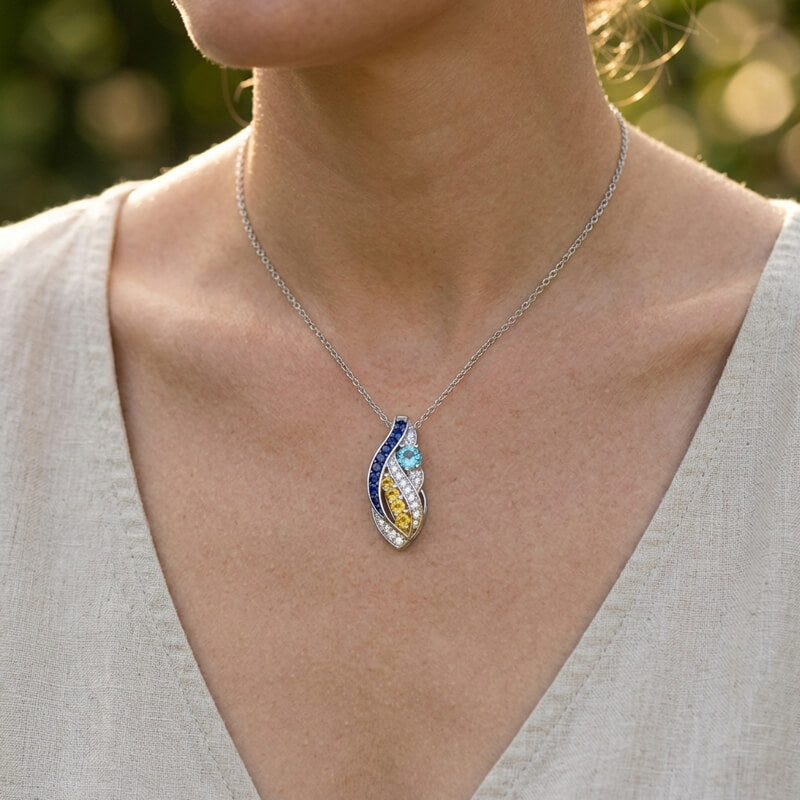 Starry Night Inspired Moissanite Artistic Swirl Drop Necklace In Sterling Silver