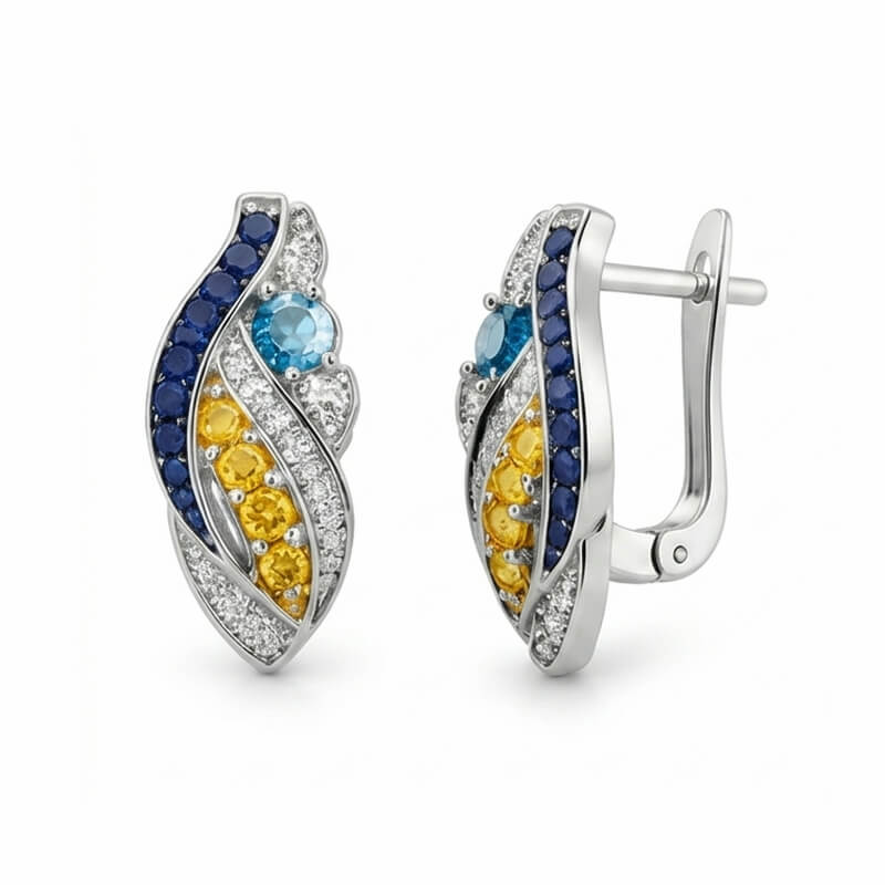 Starry Night Inspired Moissanite Artistic Swirl Hoop Earrings In Sterling Silver