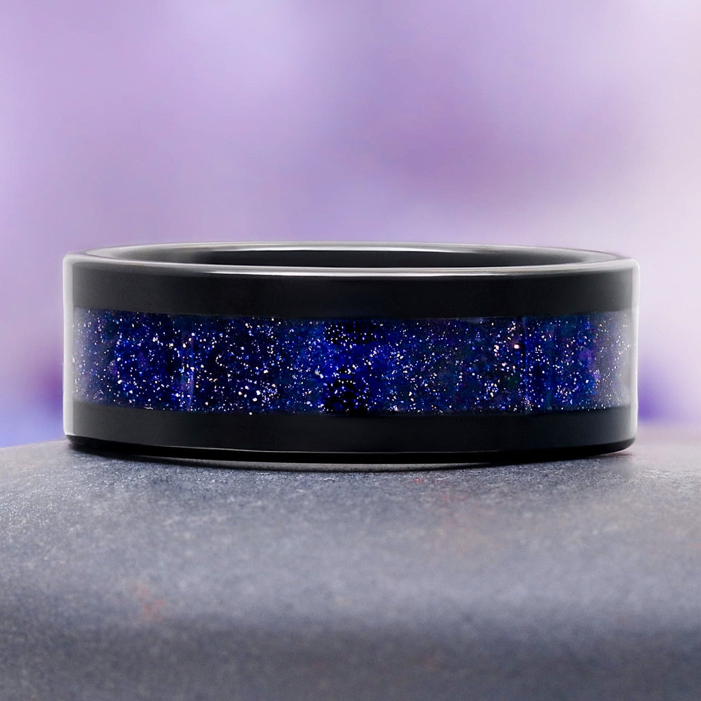 Starry Night Goldstone Inlay Mens Tungsten Ring (8mm)