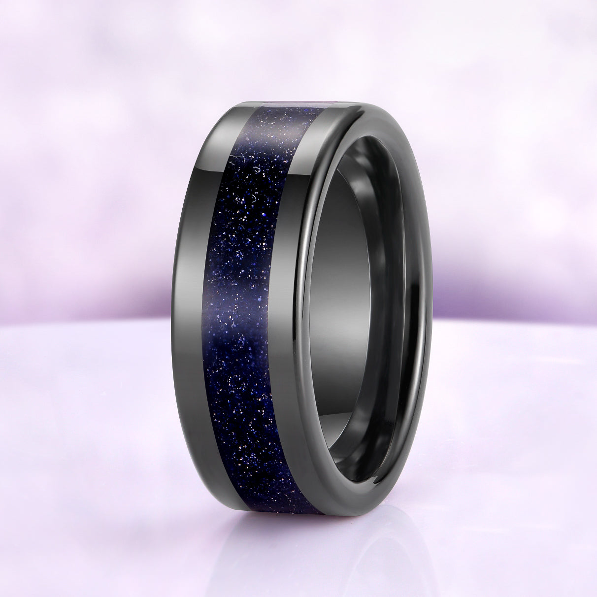Starry Night Goldstone Inlay Mens Tungsten Ring (8mm)