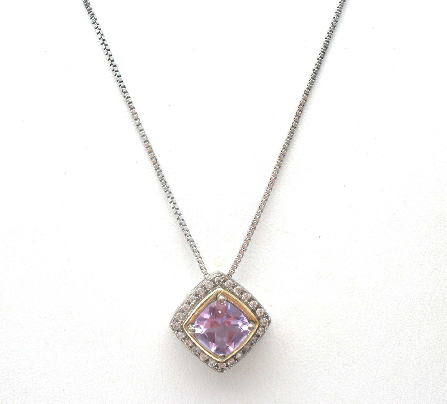 Sterling Silver 10K Gold Amethyst Necklace