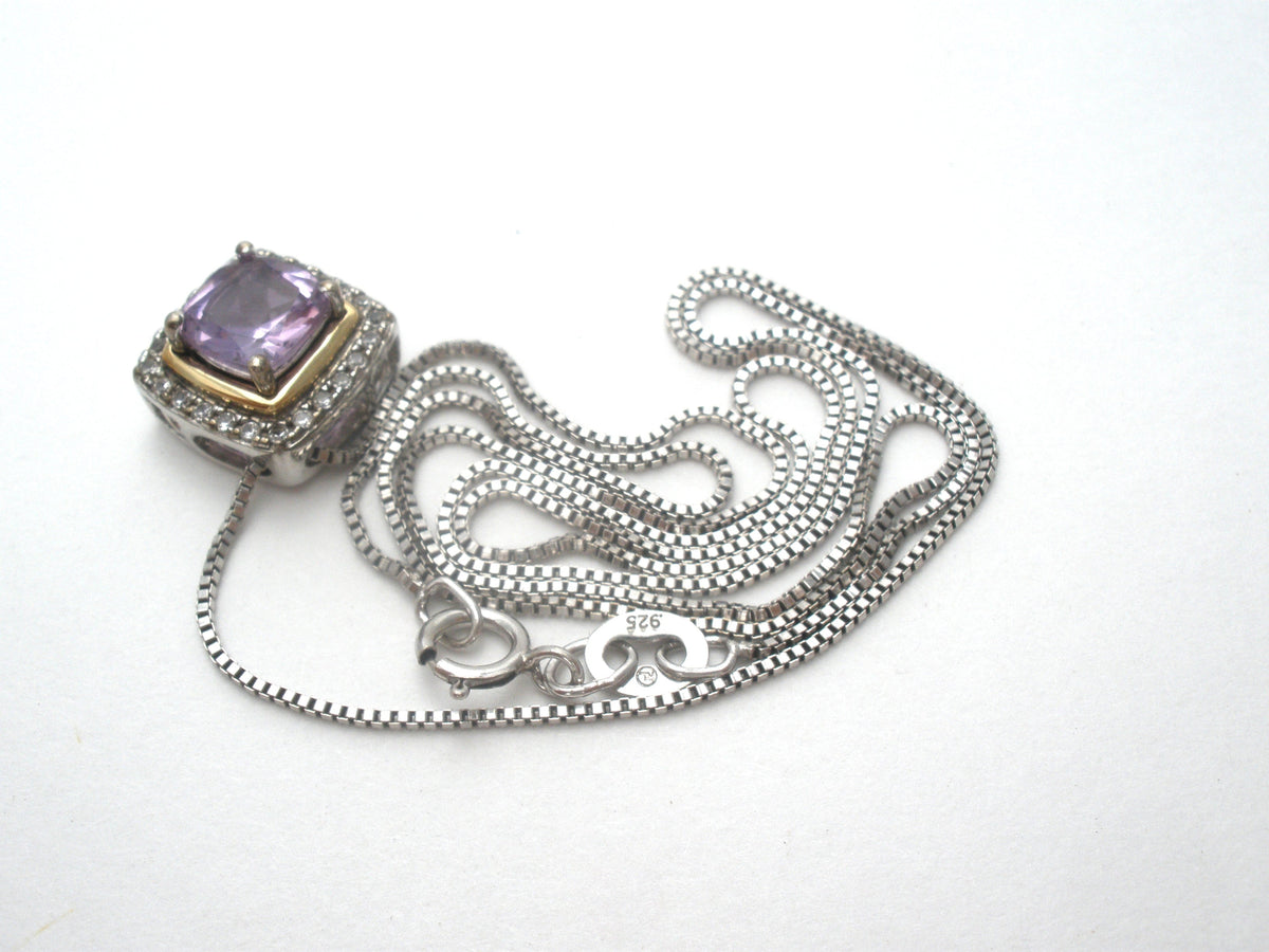 Sterling Silver 10K Gold Amethyst Necklace