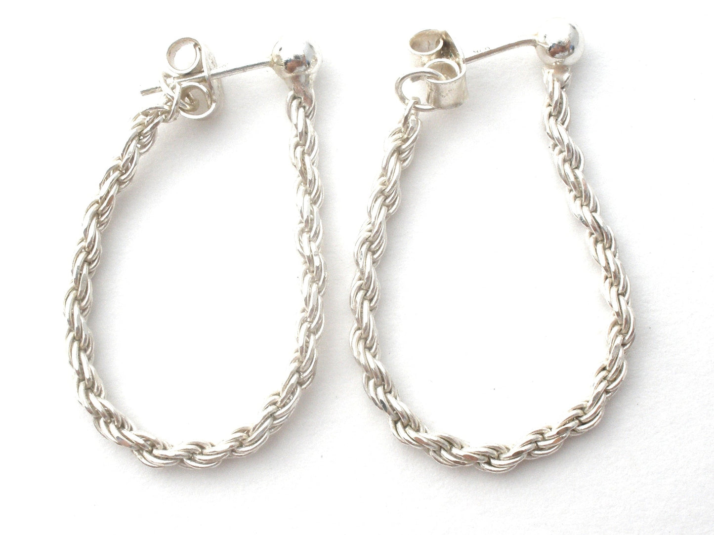 Sterling Silver Bead Rope Earrings Vintage