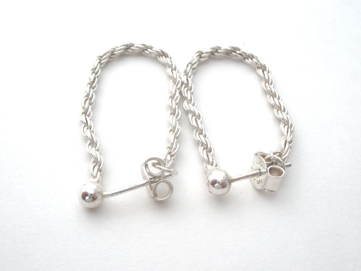 Sterling Silver Bead Rope Earrings Vintage