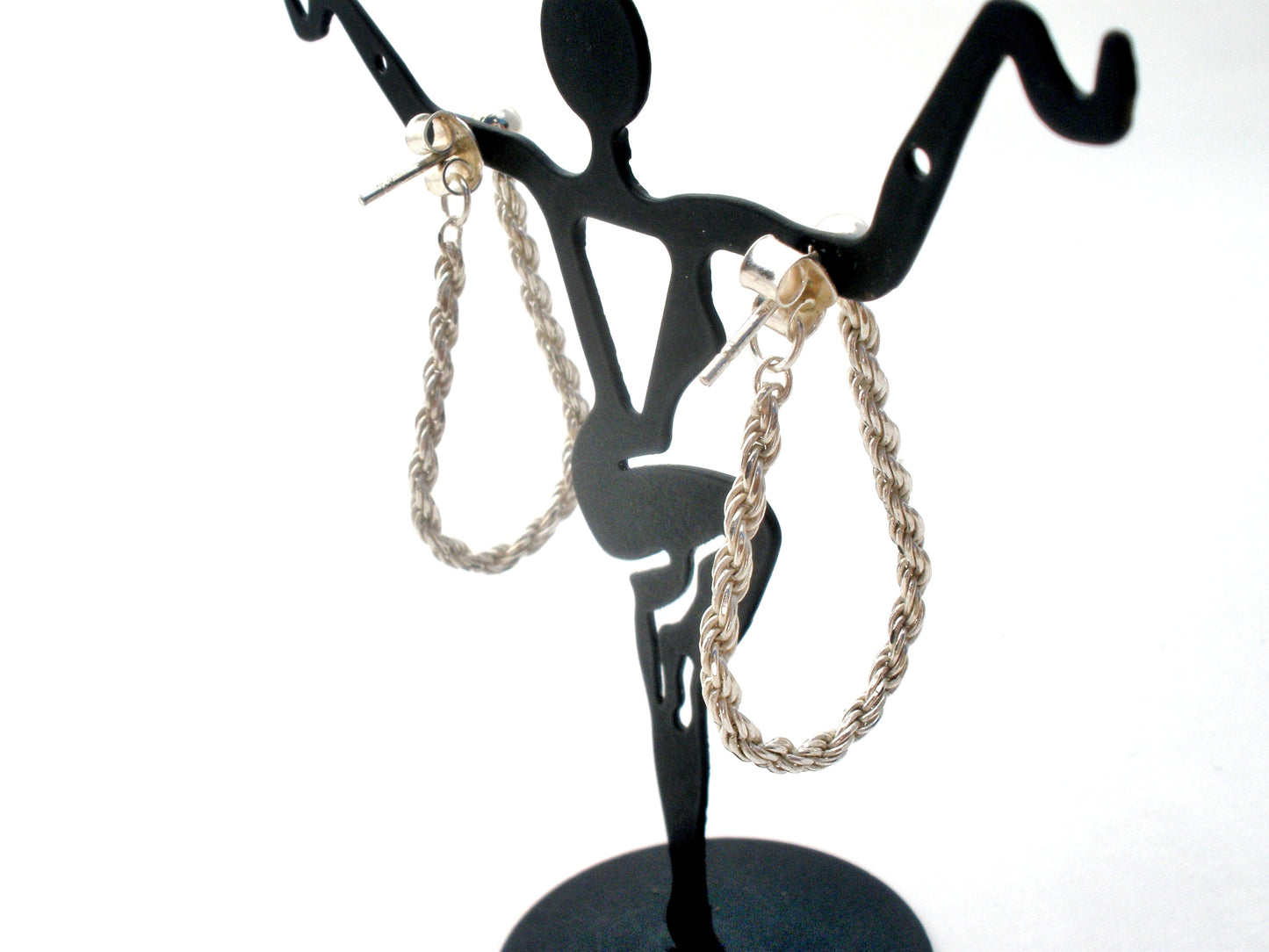 Sterling Silver Bead Rope Earrings Vintage