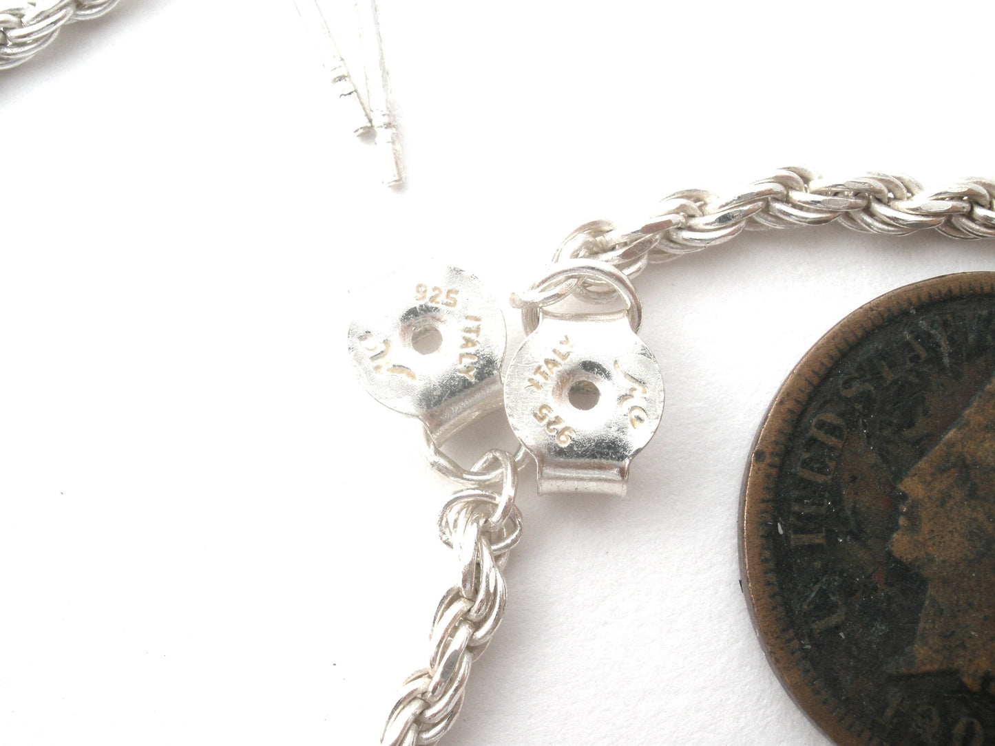 Sterling Silver Bead Rope Earrings Vintage