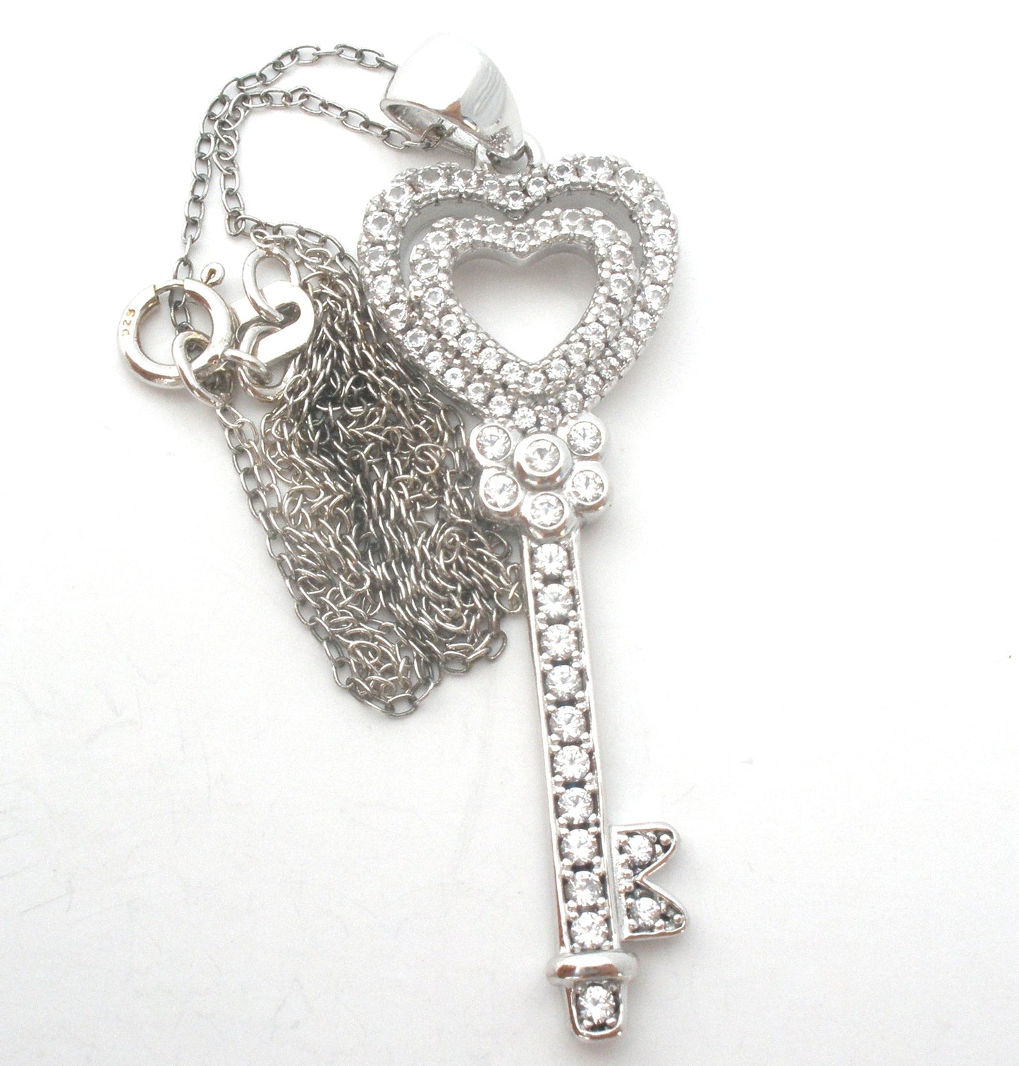 Sterling Silver Key Pendant Necklace 18"