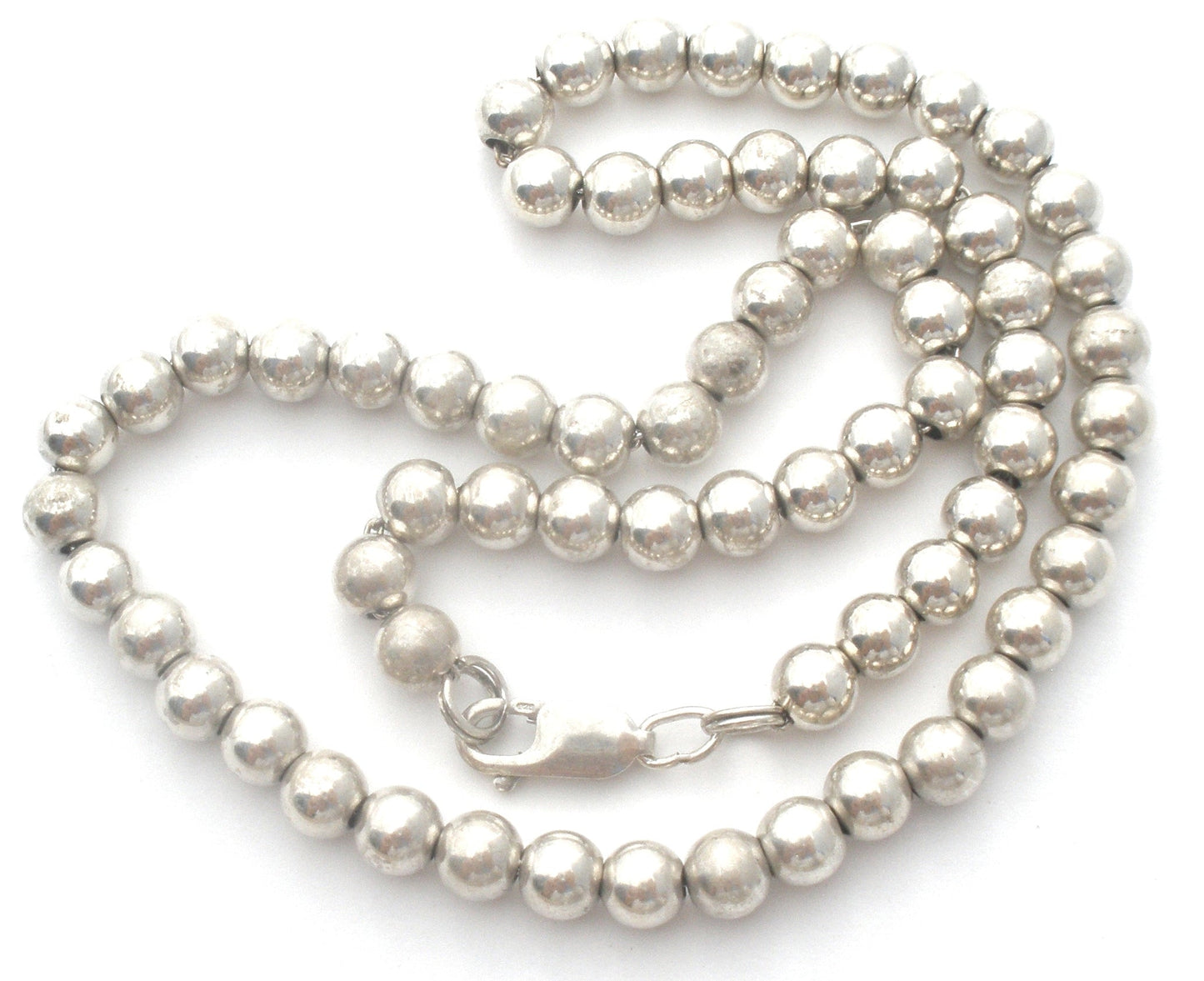 Sterling Silver Pearl Bead Necklace 16"