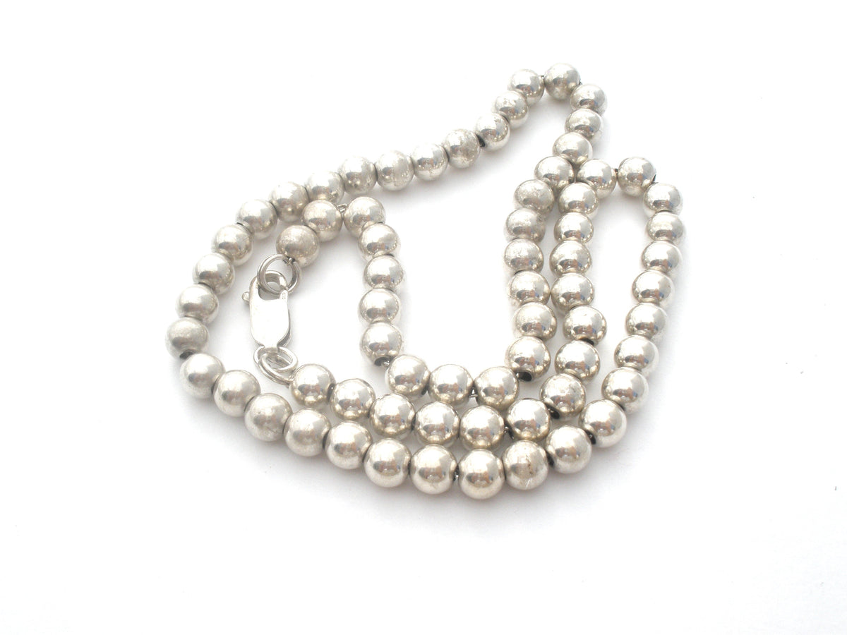 Sterling Silver Pearl Bead Necklace 16"