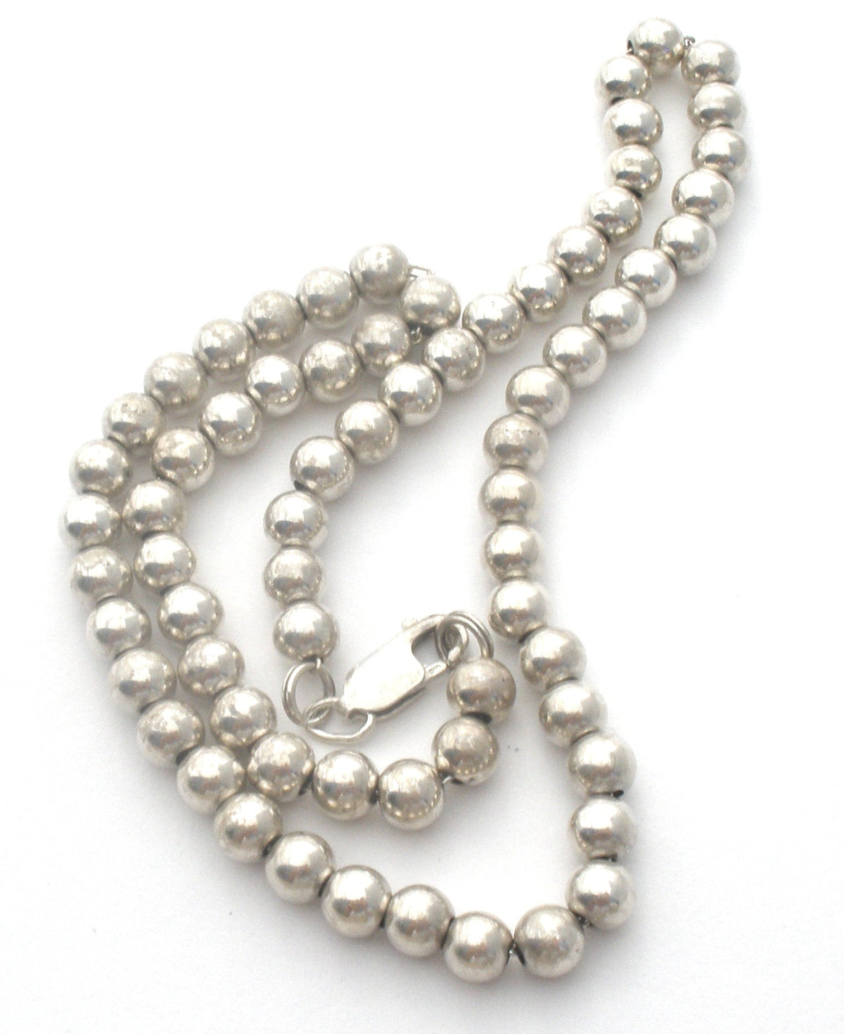 Sterling Silver Pearl Bead Necklace 16"
