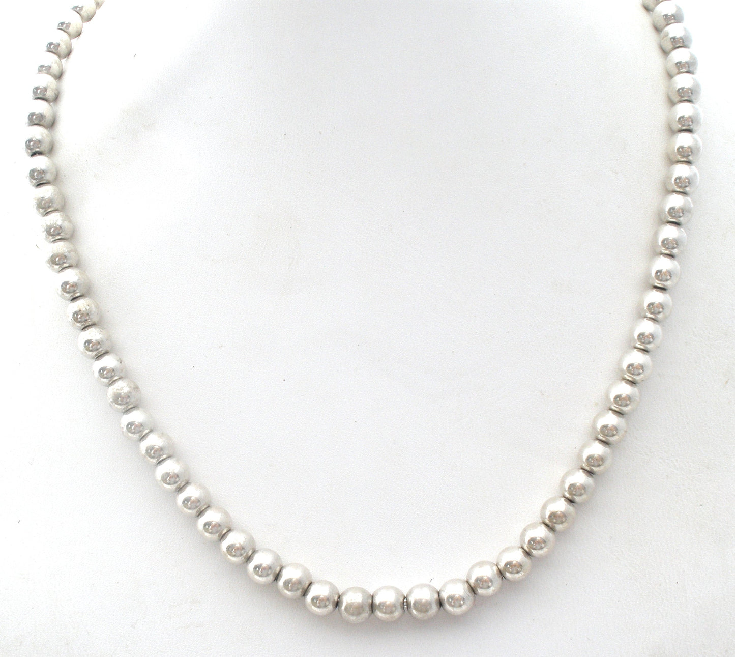 Sterling Silver Pearl Bead Necklace 16"