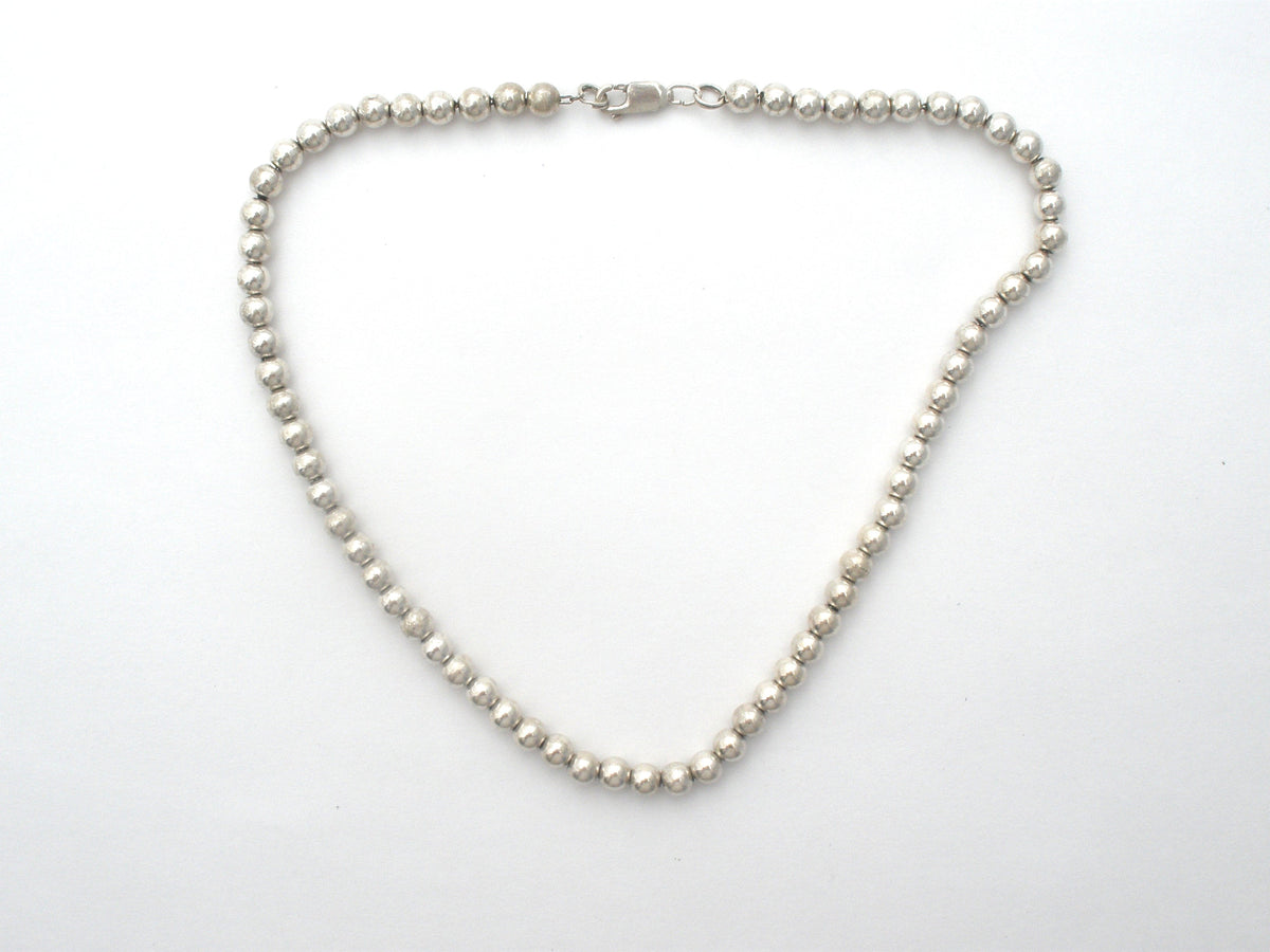Sterling Silver Pearl Bead Necklace 16"