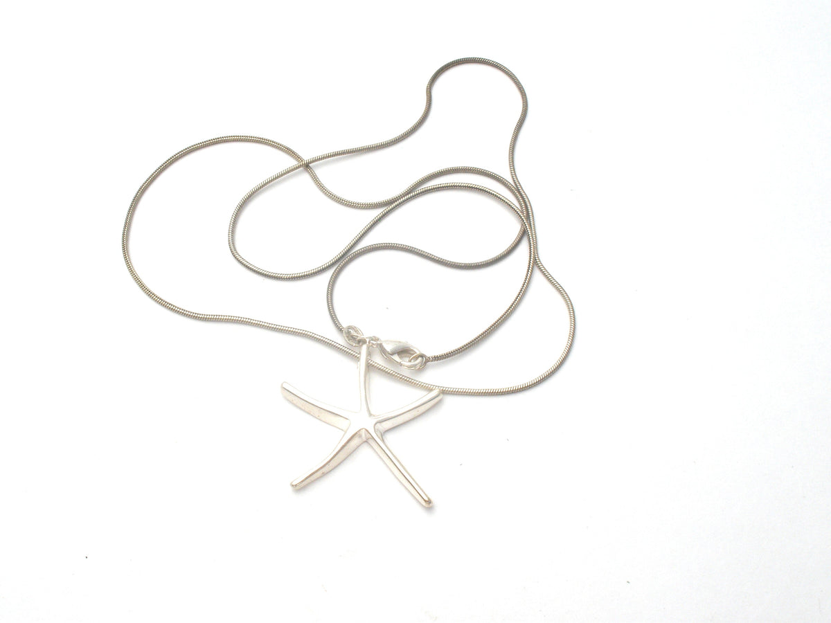 Sterling Silver Starfish Pendant Necklace 24"