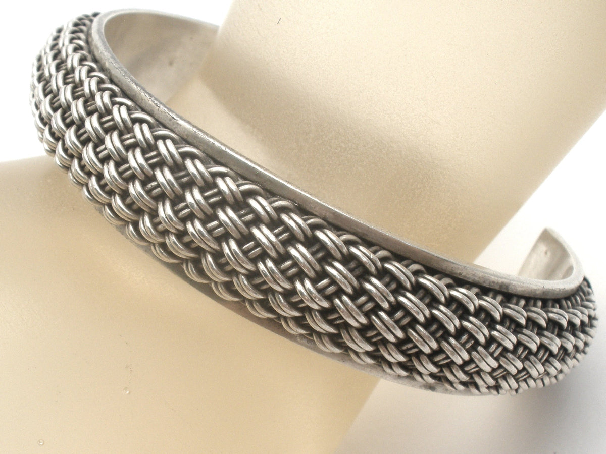 Sterling Silver Woven Style Cuff Bracelet