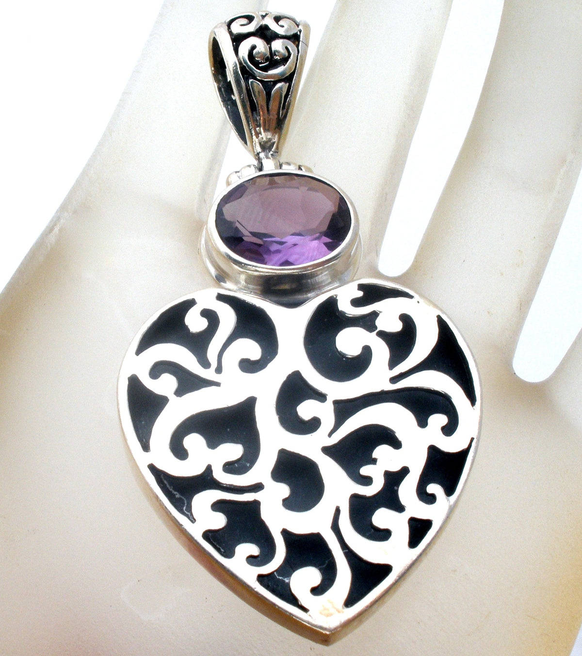 Sterling Silver Amethyst Heart Pendant