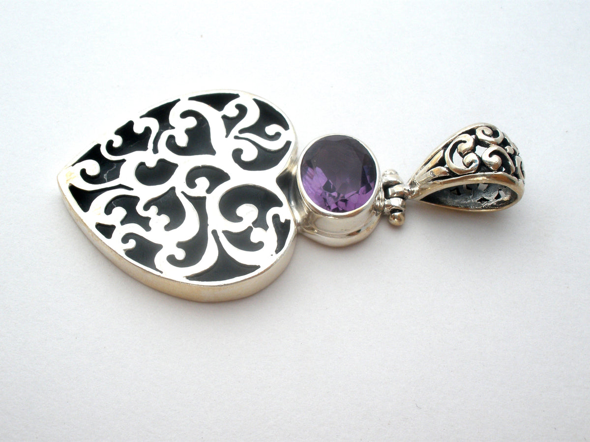 Sterling Silver Amethyst Heart Pendant