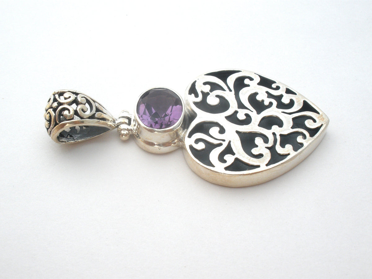 Sterling Silver Amethyst Heart Pendant