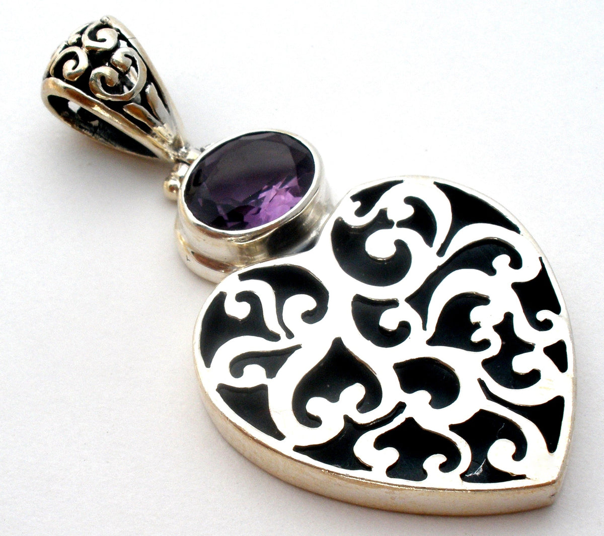 Sterling Silver Amethyst Heart Pendant