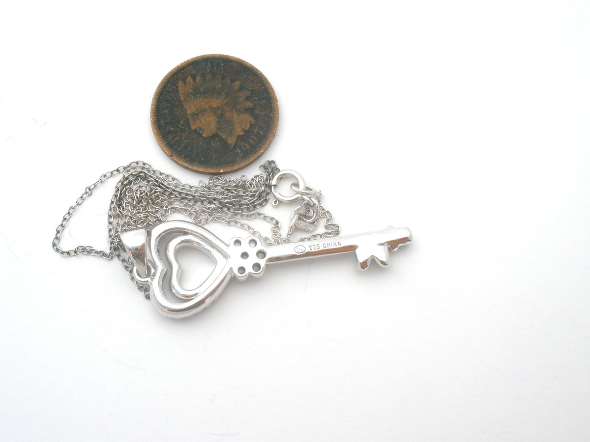 Sterling Silver Key Pendant Necklace 18"