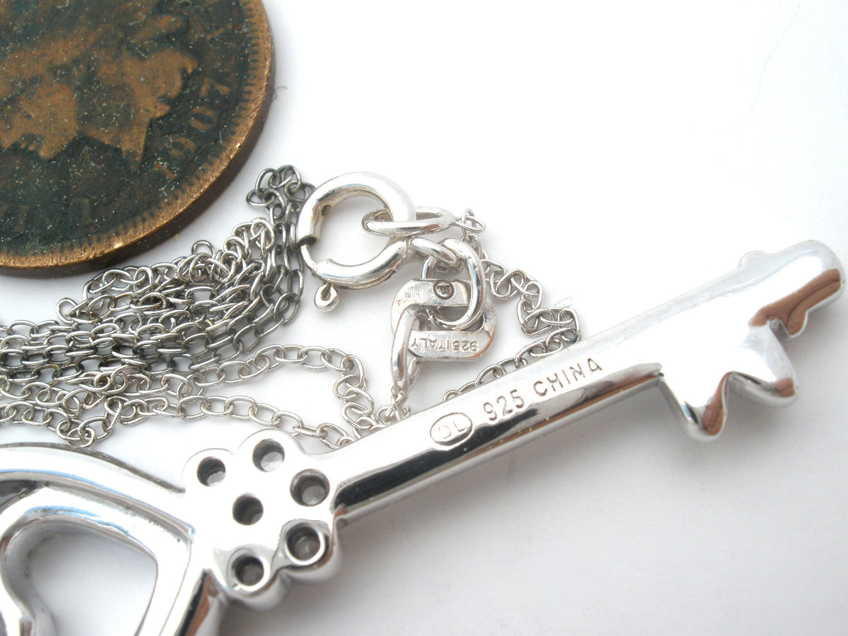 Sterling Silver Key Pendant Necklace 18"