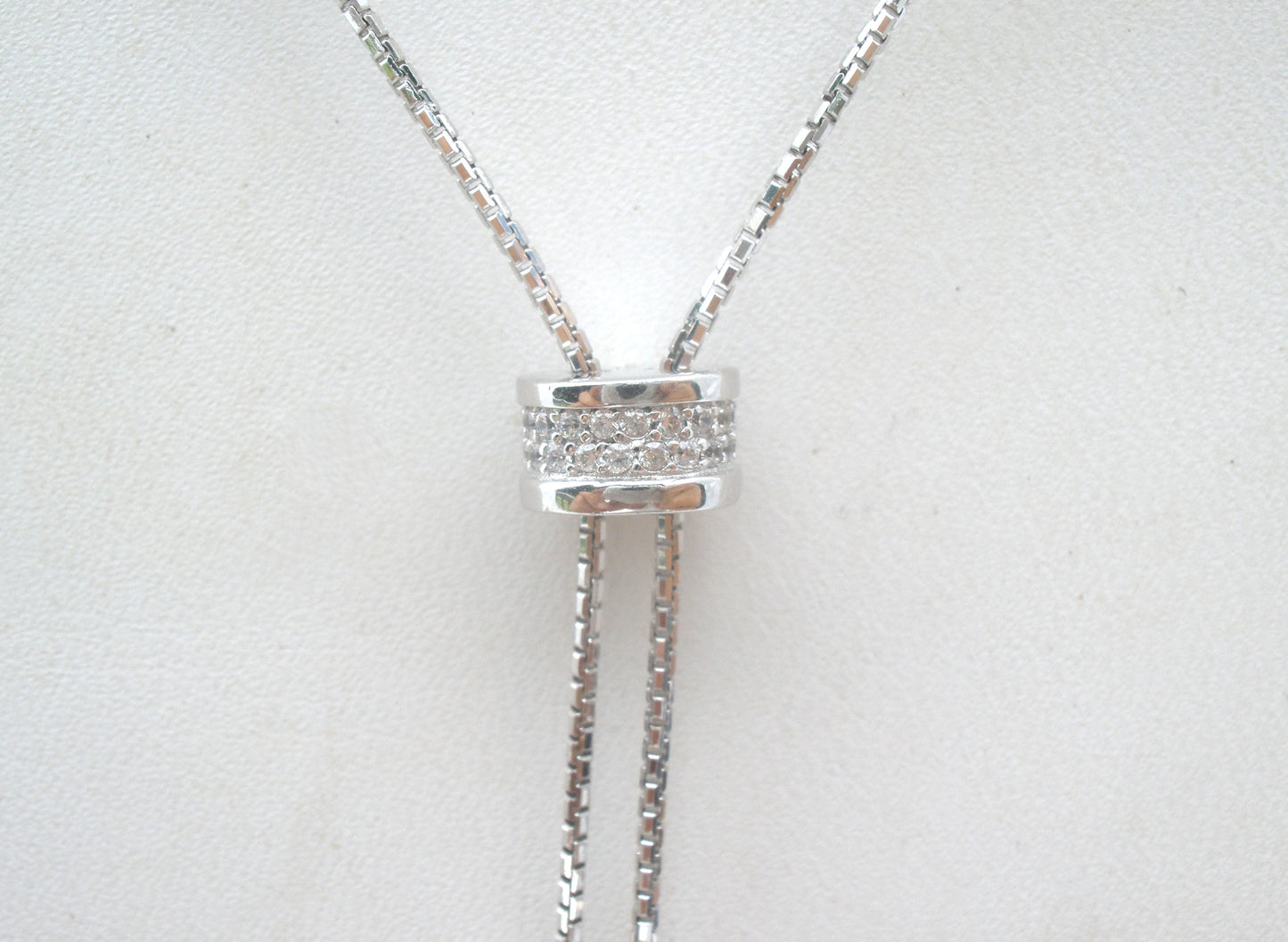 Sterling Silver Lariat Necklace With CZ's