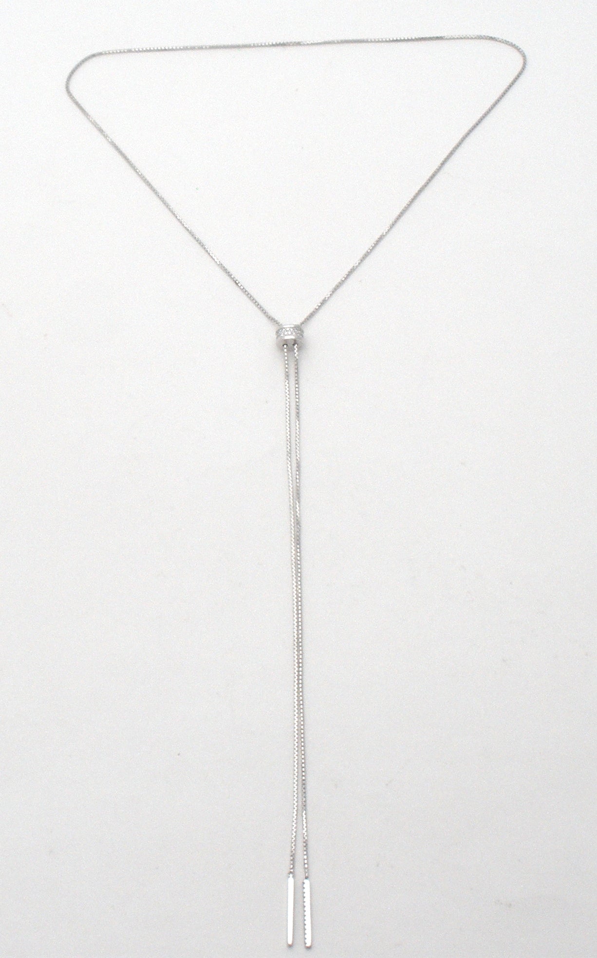 Sterling Silver Lariat Necklace With CZ's