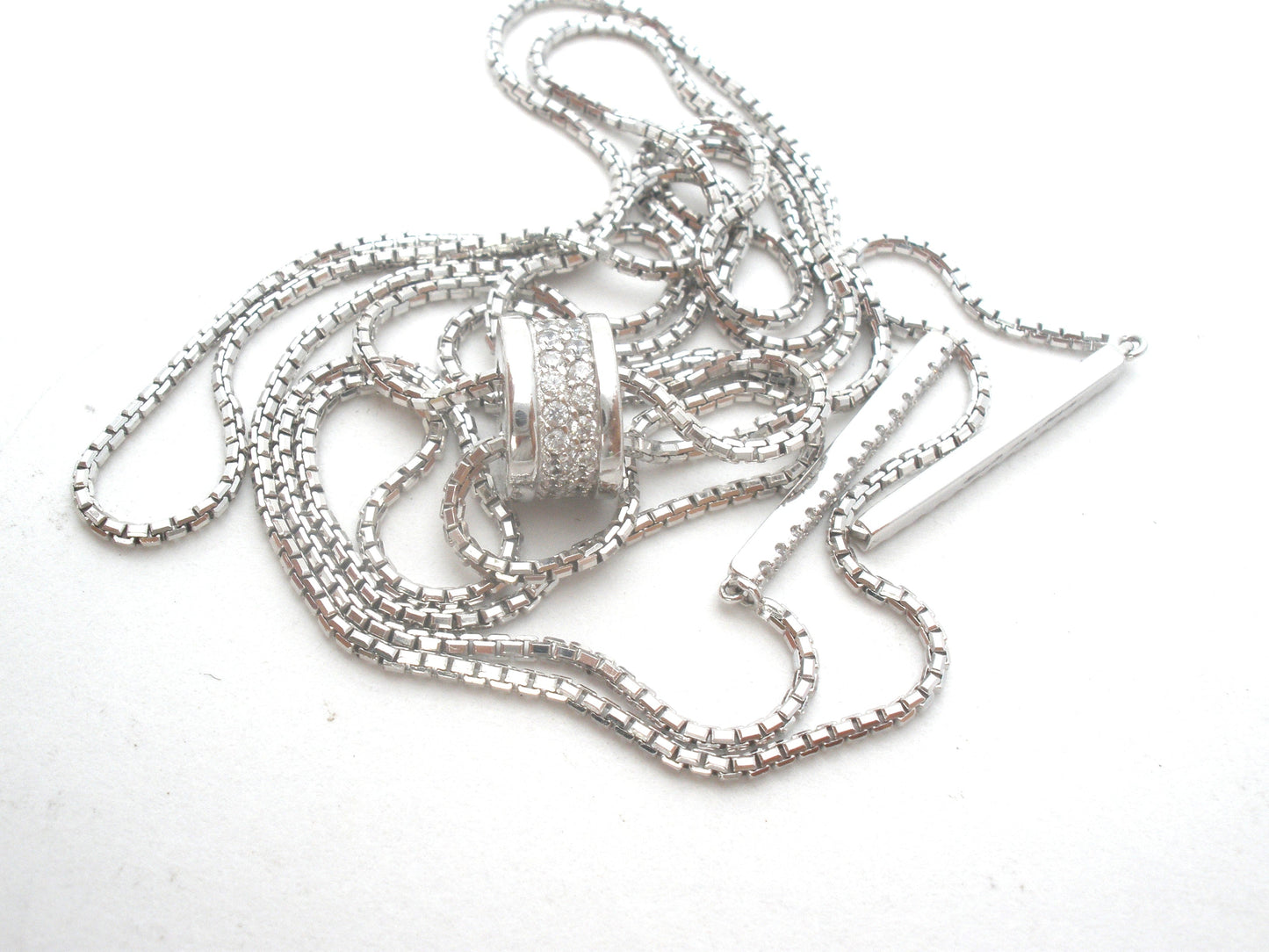 Sterling Silver Lariat Necklace With CZ's