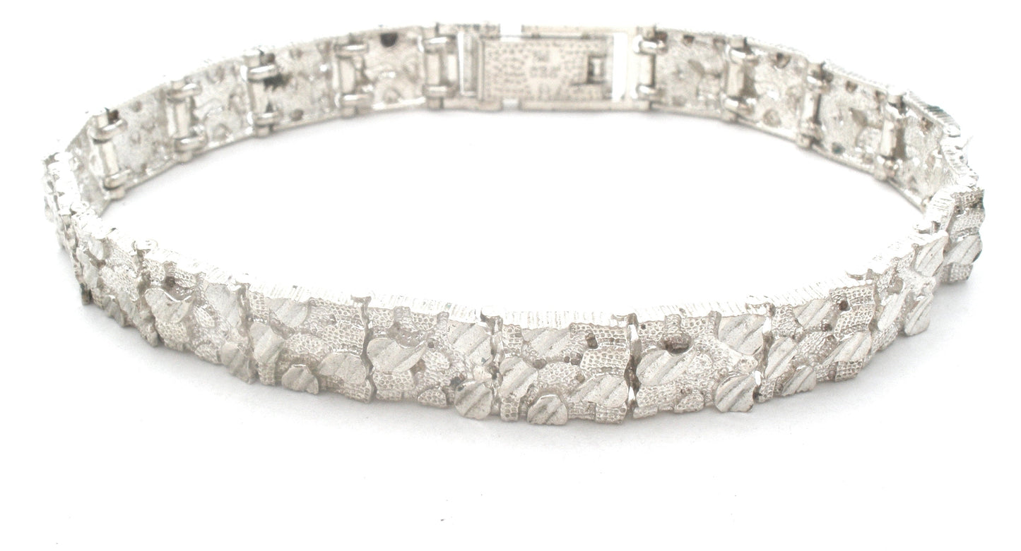 Sterling Silver Nugget Bracelet 8" Long