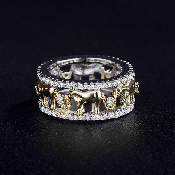 Stone Studded Elephant Ring